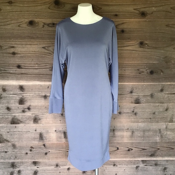 Lemon & Buzz Gray Dolman Sleeve Banded Hem Midi Dress Size Medium - Picture 13 of 13